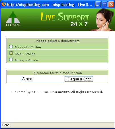 NTSPL HOSTING Live Chat Support 24x7
